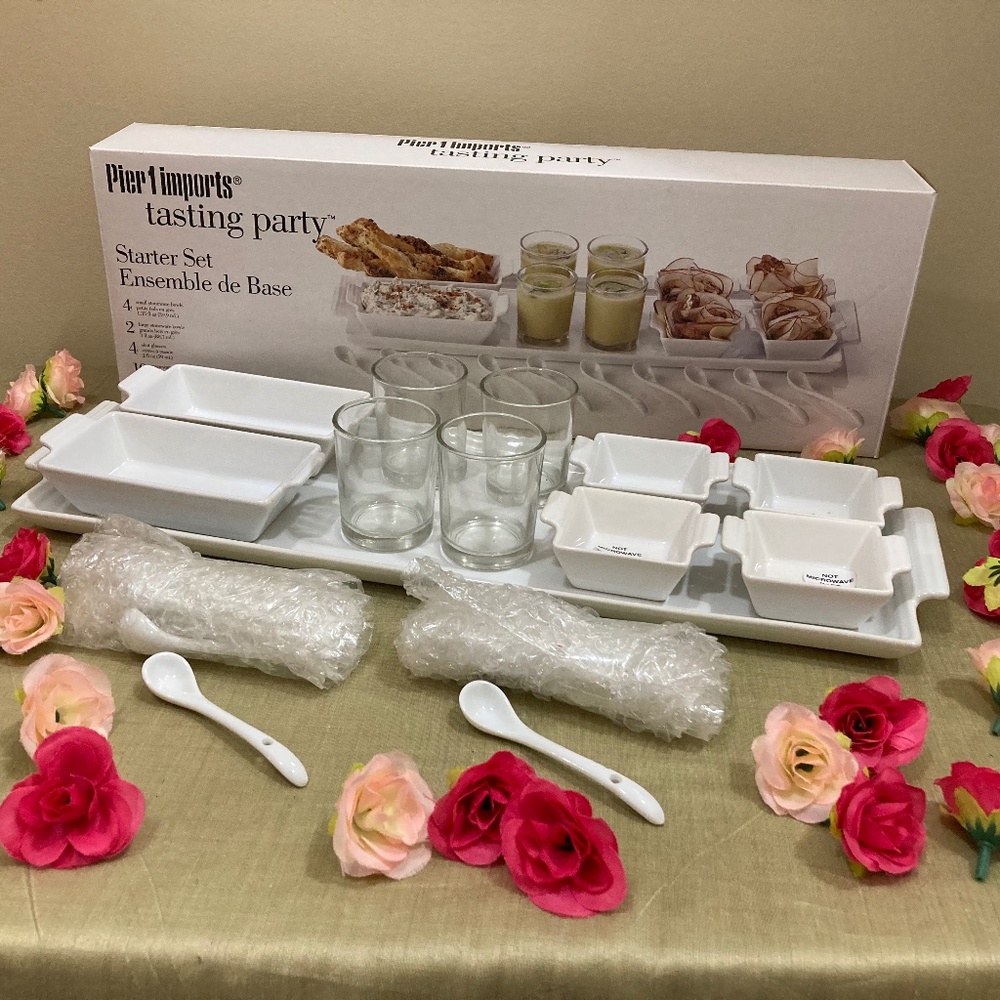NWT Pier 1 imports Tasting Party Starter Set, white, 21 pieces